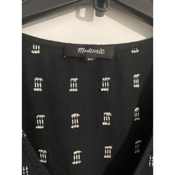 Madewell midi dress women’s size XXS black embroidered pockets peasant cottage - Picture 4 of 7